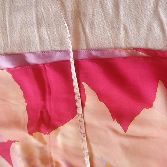 Vince Camuto 70"x17" Multicolored Bold Pink and Yellow 100% Silk Scarf - Picture 5 of 7